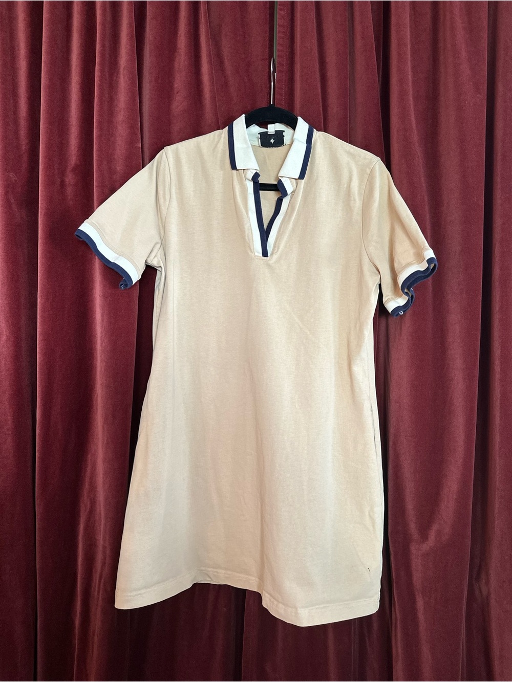 Tuckernuck Cream Polo Dress with Navy Trim